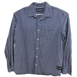 Calvin Klein Jeans Shirt Mens 2XL Blue Long Sleeve Button Front Casual Top